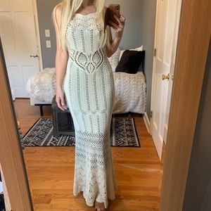 Ecote Cotton Sheer Crochet Maxi Dress